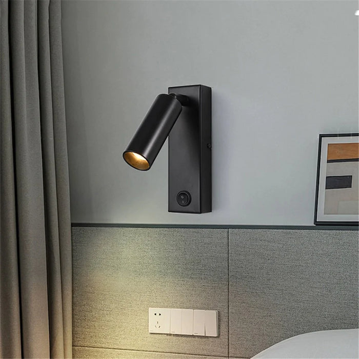 3103 Bedside Wall Lamp 350-Degree Rotatable Wall Sconce Reading Light with Switch, 3W Warm Light - Black - 3