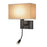 3104 5W Bedside Wall Lamp Corridor LED Reading Light with Gooseneck Spotlight and USB Port - Black / Brown Cover / White Light - 1