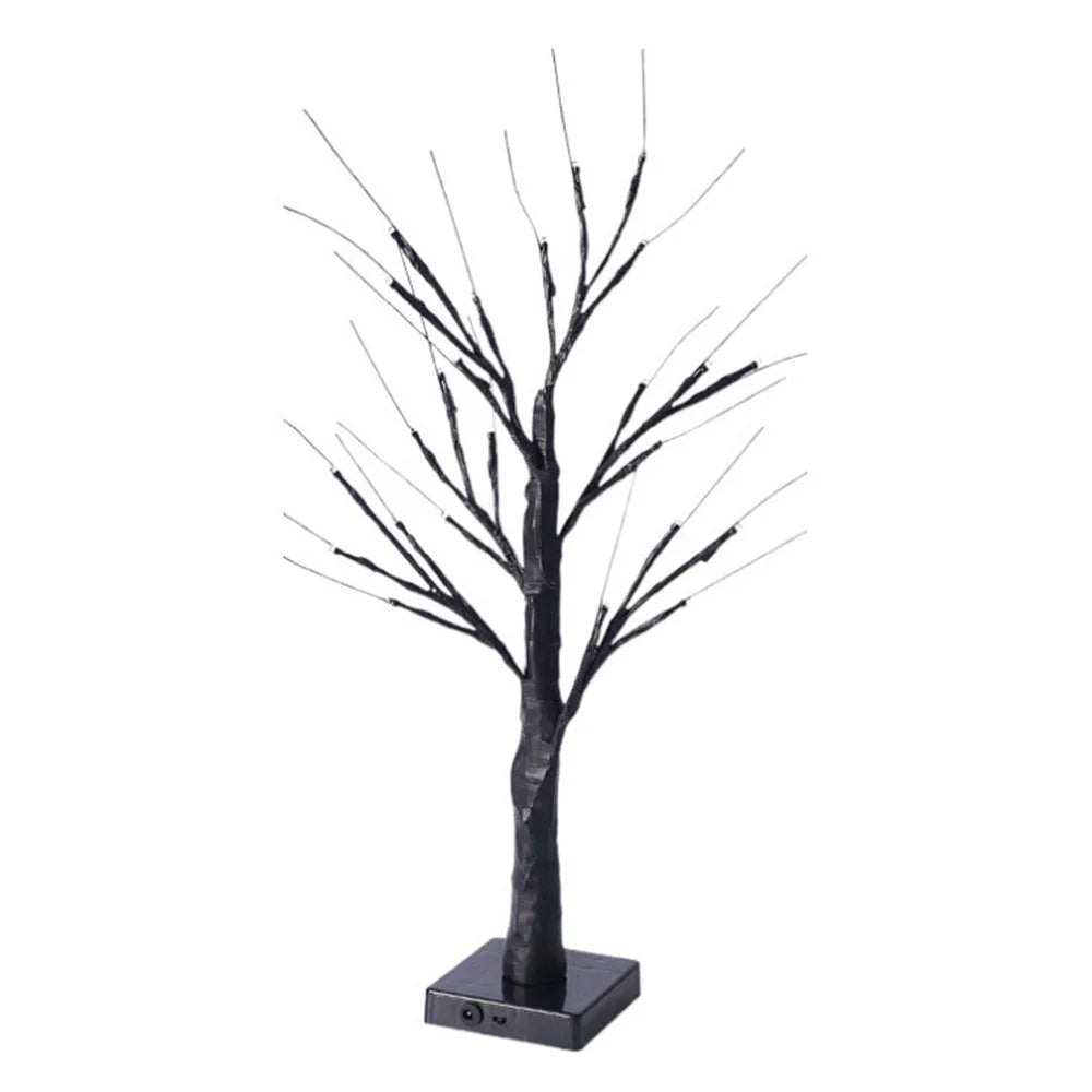 Christmas Lighted Birch Tree Branches Home Decor Tabletop Artificial Plastic Tree Lamp Xmas Ornament, 60CM - Black - 1