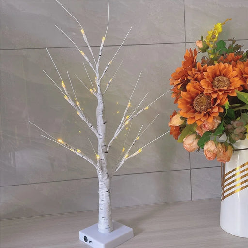 Christmas Lighted Birch Tree Branches Home Decor Tabletop Artificial Plastic Tree Lamp Xmas Ornament, 60CM - Black - 2
