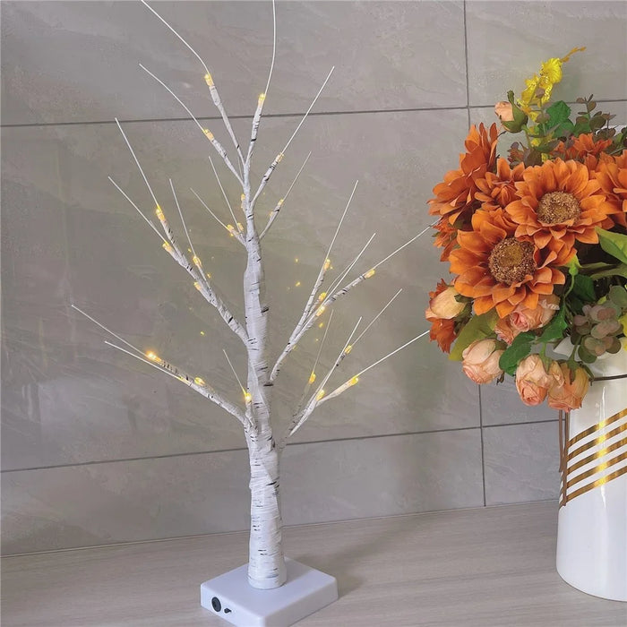 Christmas Lighted Birch Tree Branches Home Decor Tabletop Artificial Plastic Tree Lamp Xmas Ornament, 60CM - Black - 2
