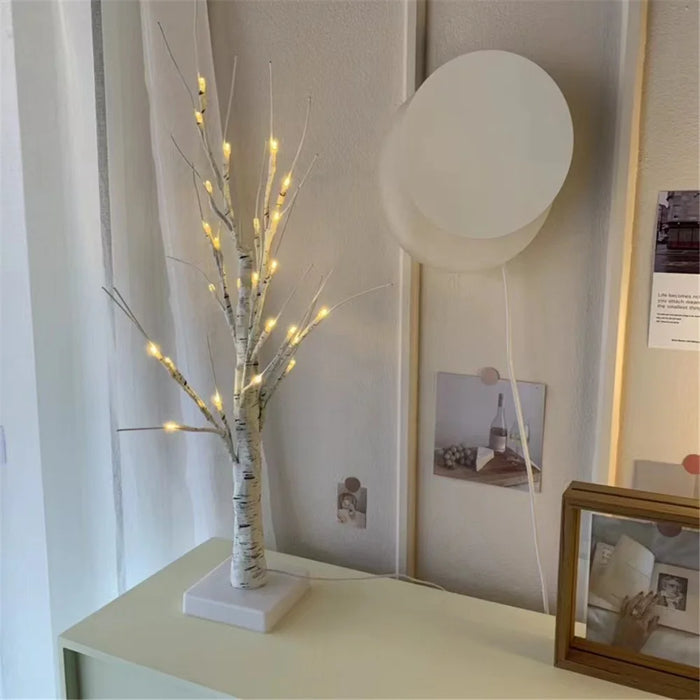 Christmas Lighted Birch Tree Branches Home Decor Tabletop Artificial Plastic Tree Lamp Xmas Ornament, 60CM - Black - 3