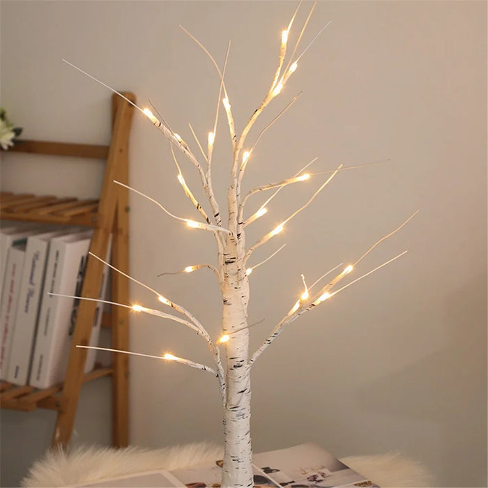 Christmas Lighted Birch Tree Branches Home Decor Tabletop Artificial Plastic Tree Lamp Xmas Ornament, 60CM - Black - 4