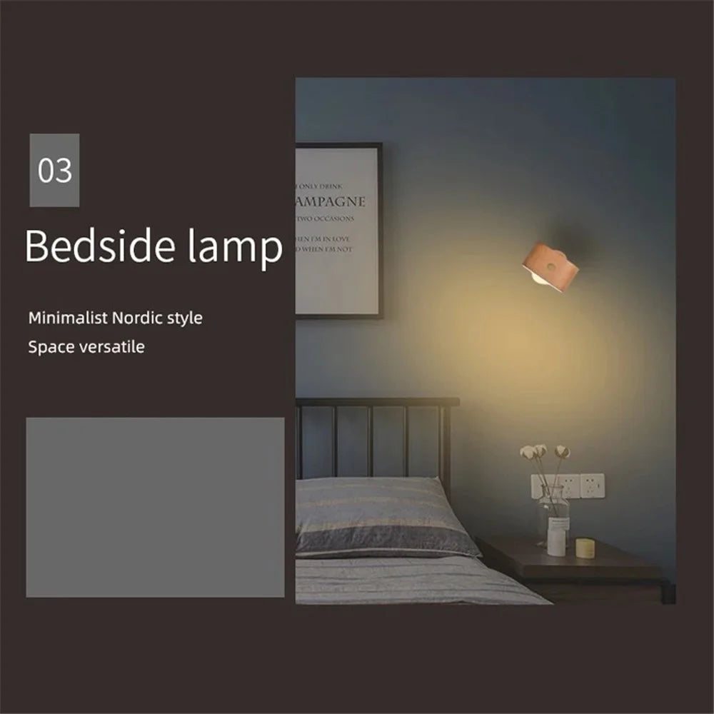 0604 Smart Mini Radar Sensor Bedside Night Light Portable Magnetic Square Desktop Table Lamp - Light Brown - 6