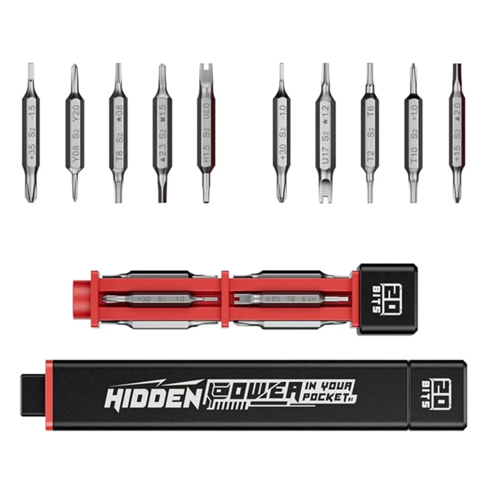 JAKEMY JM-8195 21-in-1 Multi-Function Screwdriver Tool Set with 10 Dual Ends Bits - Black - 1