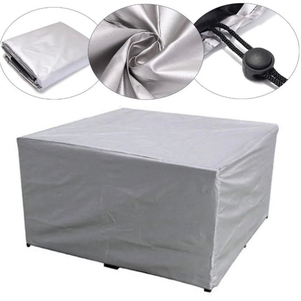 270x180x89CM Patio Bistro Table Cover Waterproof Oxford Cloth Chair Protector - Silver - 4