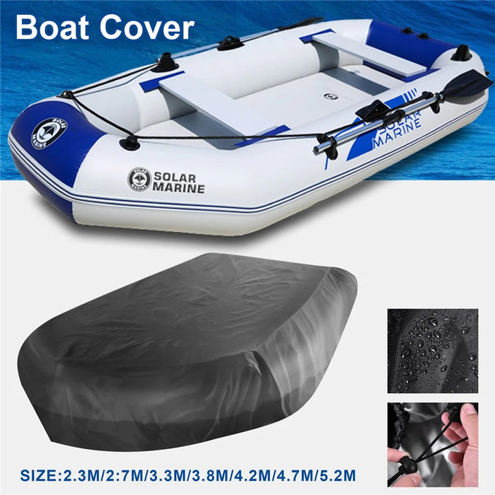 420x210x46cm Kayak Cover V-Shaped Boat Cover Waterproof 210D Oxford Cloth Case - Black - 7