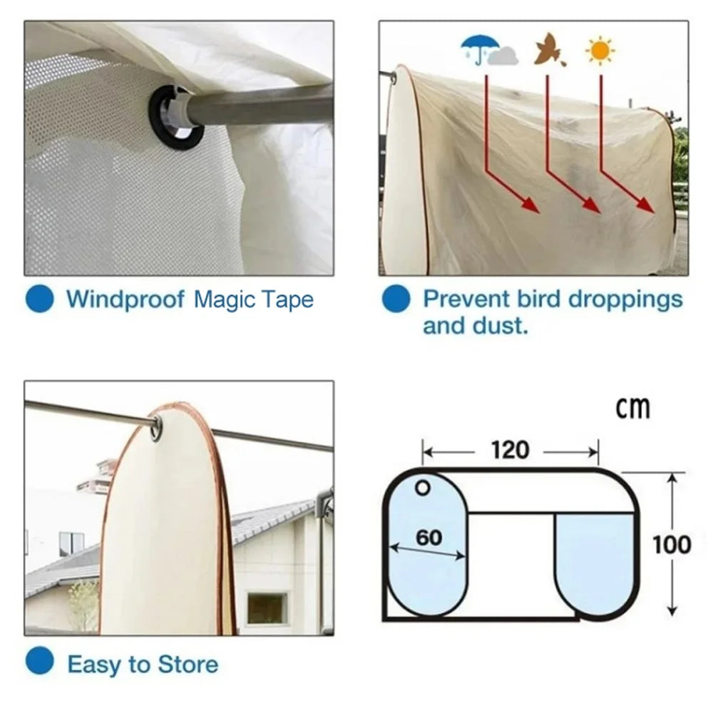 120x60x100cm Outdoor Clothes Drying Cover Dustproof Rainproof Clothes Hanging Cover - 5