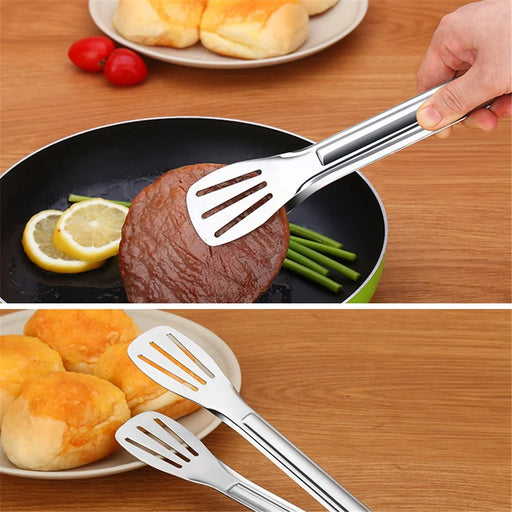 BOMS 29cm BPA Free Kitchen Food Tong Multi-Function 304 Stainless Steel Barbecue Cooking Steak Bread Clip (without FDA Certificate) - 2