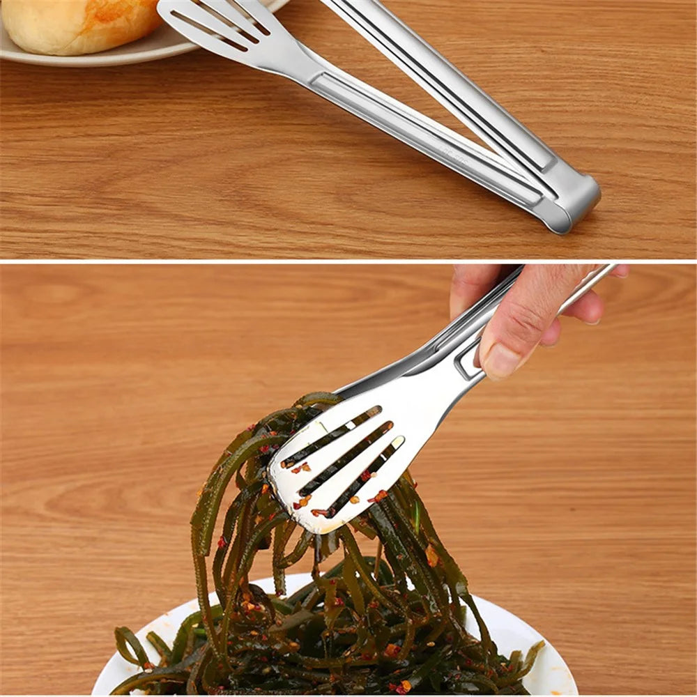 BOMS 29cm BPA Free Kitchen Food Tong Multi-Function 304 Stainless Steel Barbecue Cooking Steak Bread Clip (without FDA Certificate) - 3