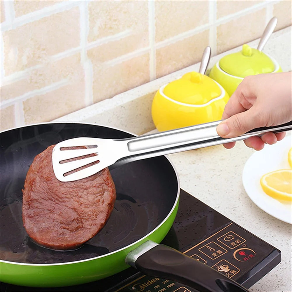 BOMS 29cm BPA Free Kitchen Food Tong Multi-Function 304 Stainless Steel Barbecue Cooking Steak Bread Clip (without FDA Certificate) - 6