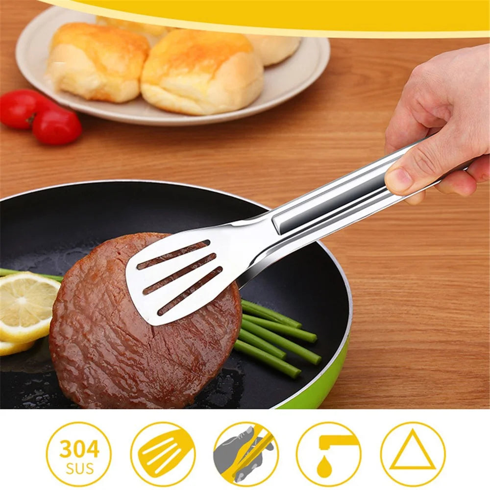 BOMS 29cm BPA Free Kitchen Food Tong Multi-Function 304 Stainless Steel Barbecue Cooking Steak Bread Clip (without FDA Certificate) - 7