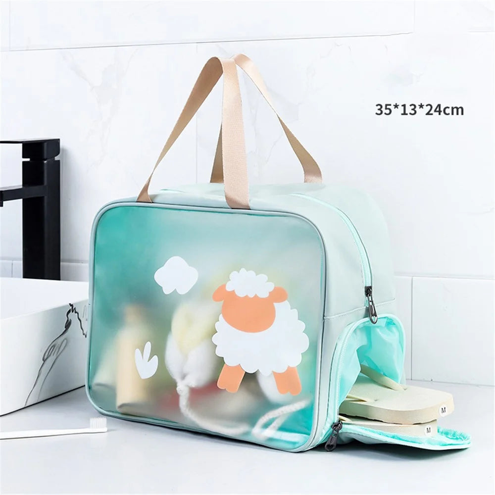 TB-0494 Large Size Stylish Portable Waterproof Makeup Storage Bag Fitness Swimming Toiletry Bag with Shoe Pocket - Sheep - 5