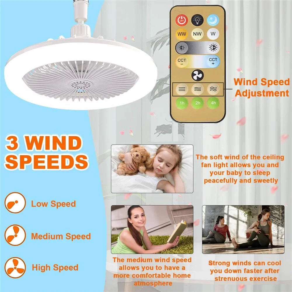 Remote Control Ceiling Fan LED Light Function with Aromatherapy - 2