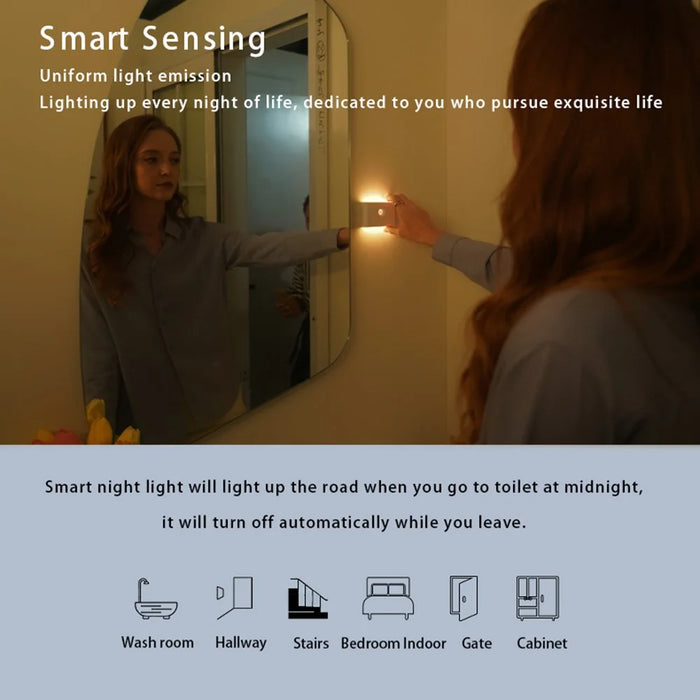 SX-SNL Rechargeable Wireless Motion Sensing Night Light Magnetic Hanging Wall Lamp - Round Lens - 4