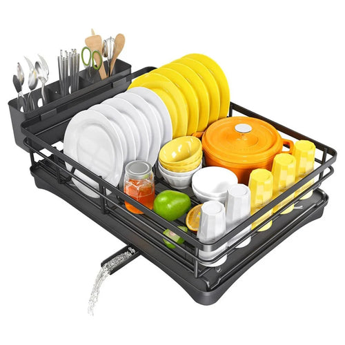 Single Layer Kitchen Dish Rack Stainless Steel Countertop Sink Storage Rack Large Capacity Bowl Drain Shelf - 1