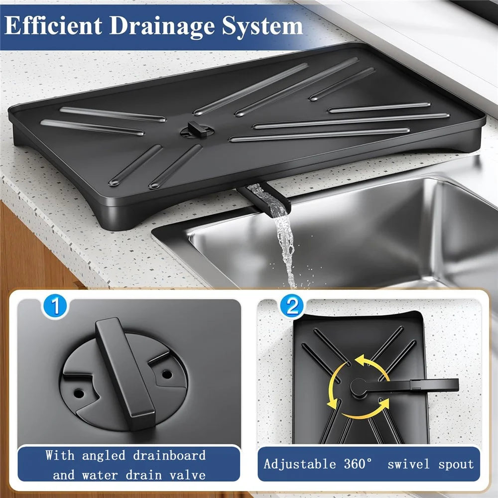 Single Layer Kitchen Dish Rack Stainless Steel Countertop Sink Storage Rack Large Capacity Bowl Drain Shelf - 4
