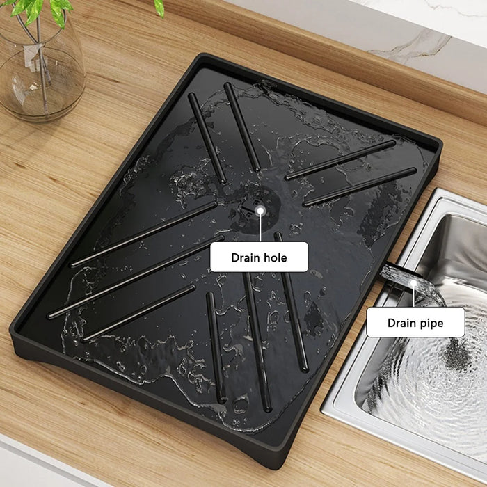 Dish Drying Rack Kitchen Counter Carbon Steel Strainer with Cup Holder+Chopstick Holder+Cutting Board Rack - 4