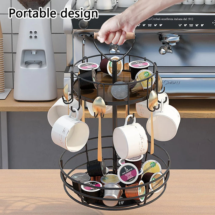 Home Living Room Coffee Mug Rotation Rack Coffee Cup Holder Countertop Drying Rack (With Handle) - 4