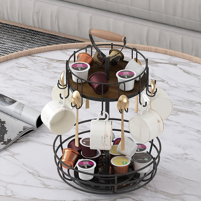 Home Living Room Coffee Mug Rotation Rack Coffee Cup Holder Countertop Drying Rack (With Handle) - 6