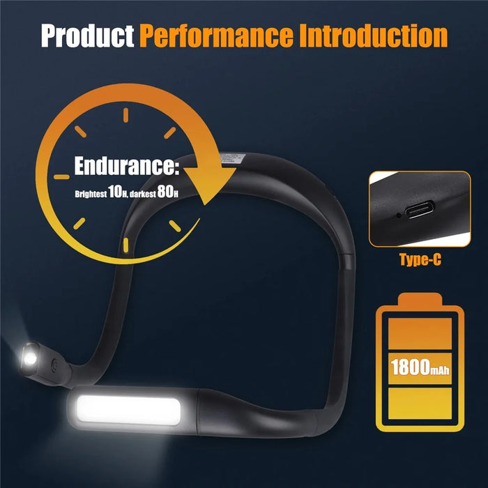 Soft Neckband Neck Hanging LED Reading Light Rechargeable Stepless Dimming Lamp - 6