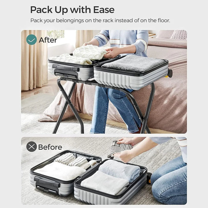 Hotel Stainless Steel Frame Luggage Rack for Guest Room Foldable Suitcase Stand - 2