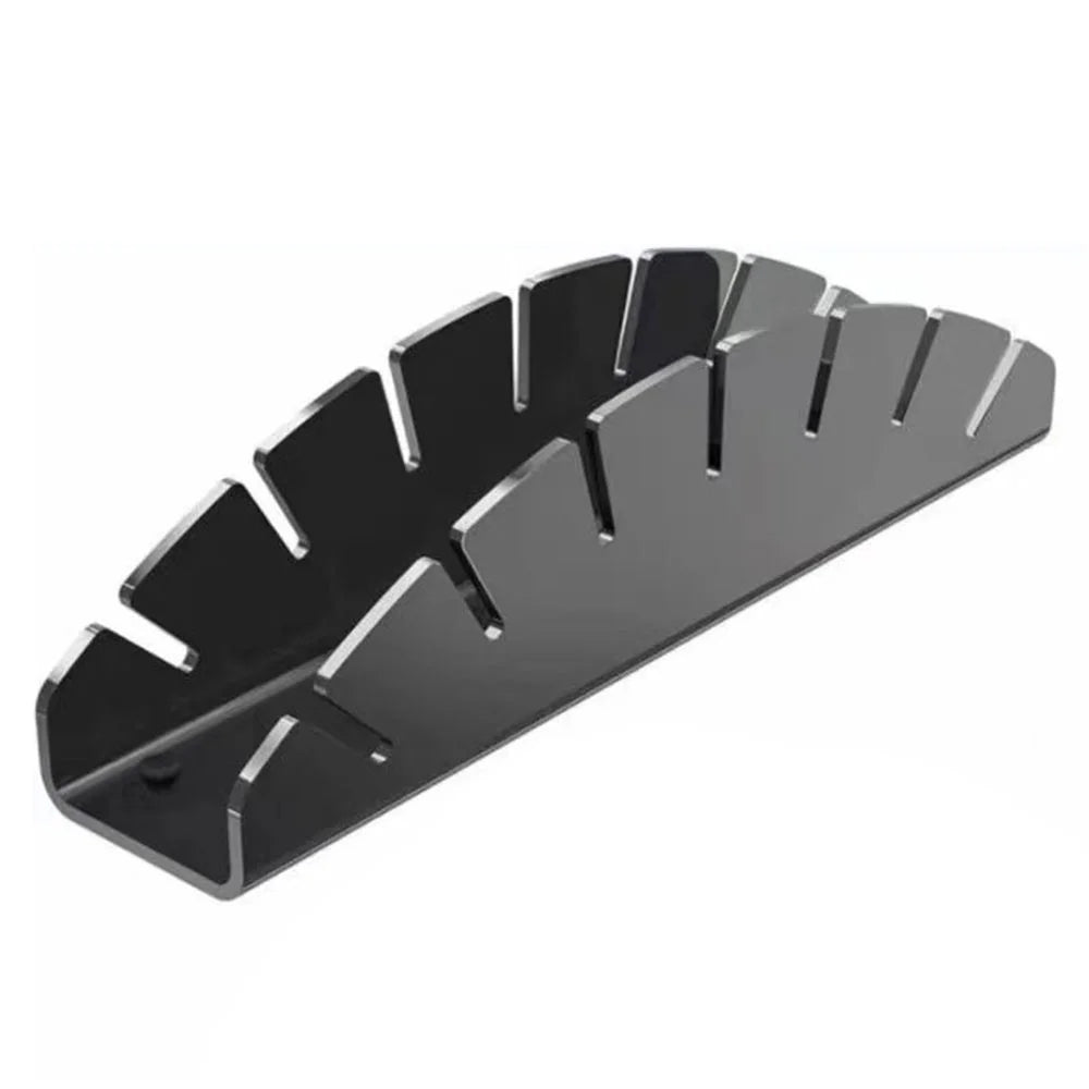 7-Holes Fan Shape Baseball Cap Storage Rack Plastic Hat Holder for Closet Organization - Black - 1