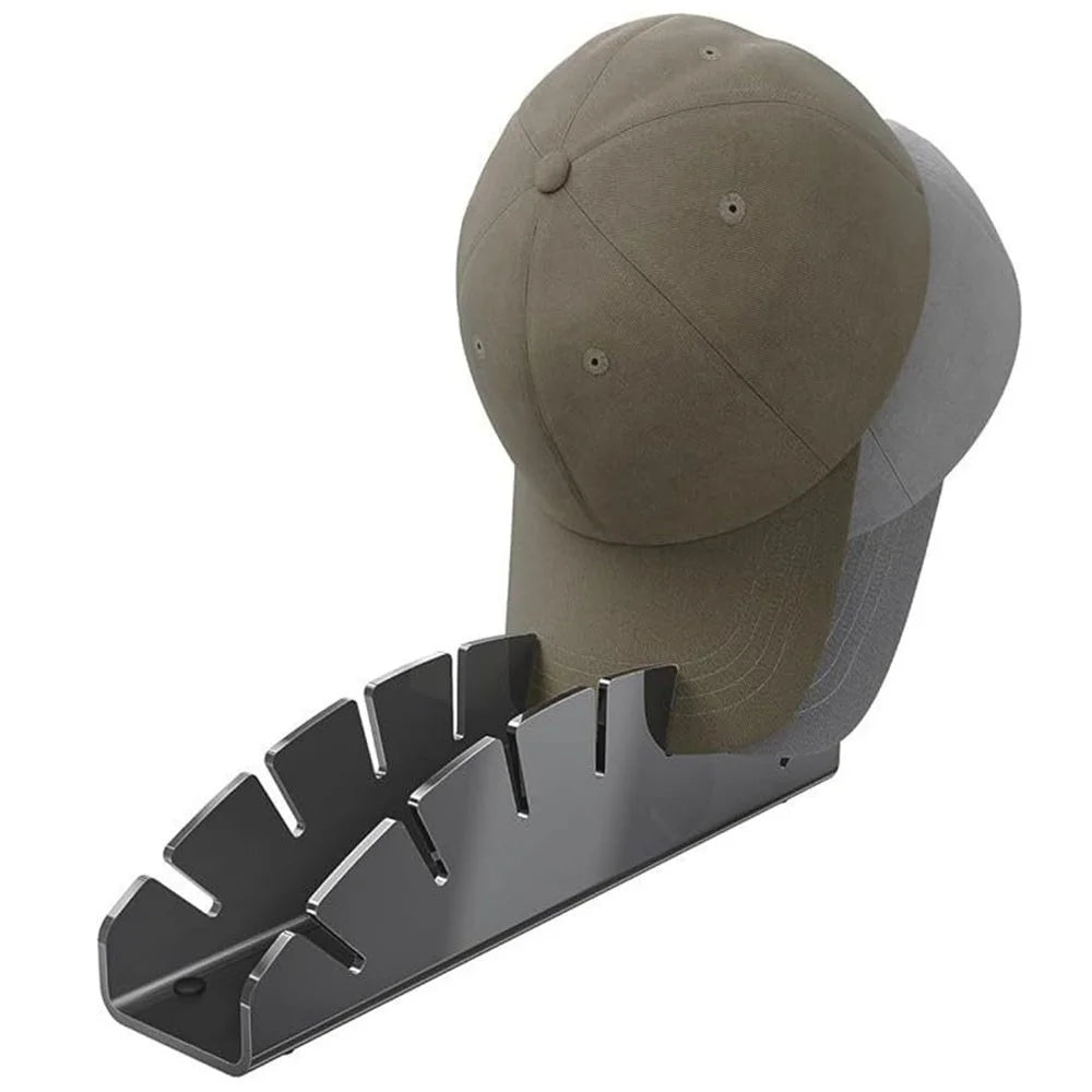 7-Holes Fan Shape Baseball Cap Storage Rack Plastic Hat Holder for Closet Organization - Black - 2