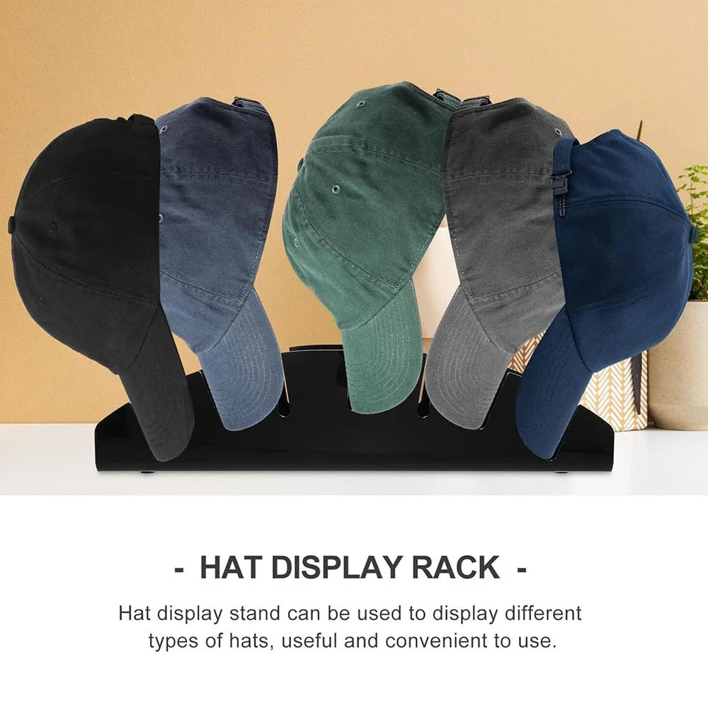 7-Holes Fan Shape Baseball Cap Storage Rack Plastic Hat Holder for Closet Organization - Black - 4