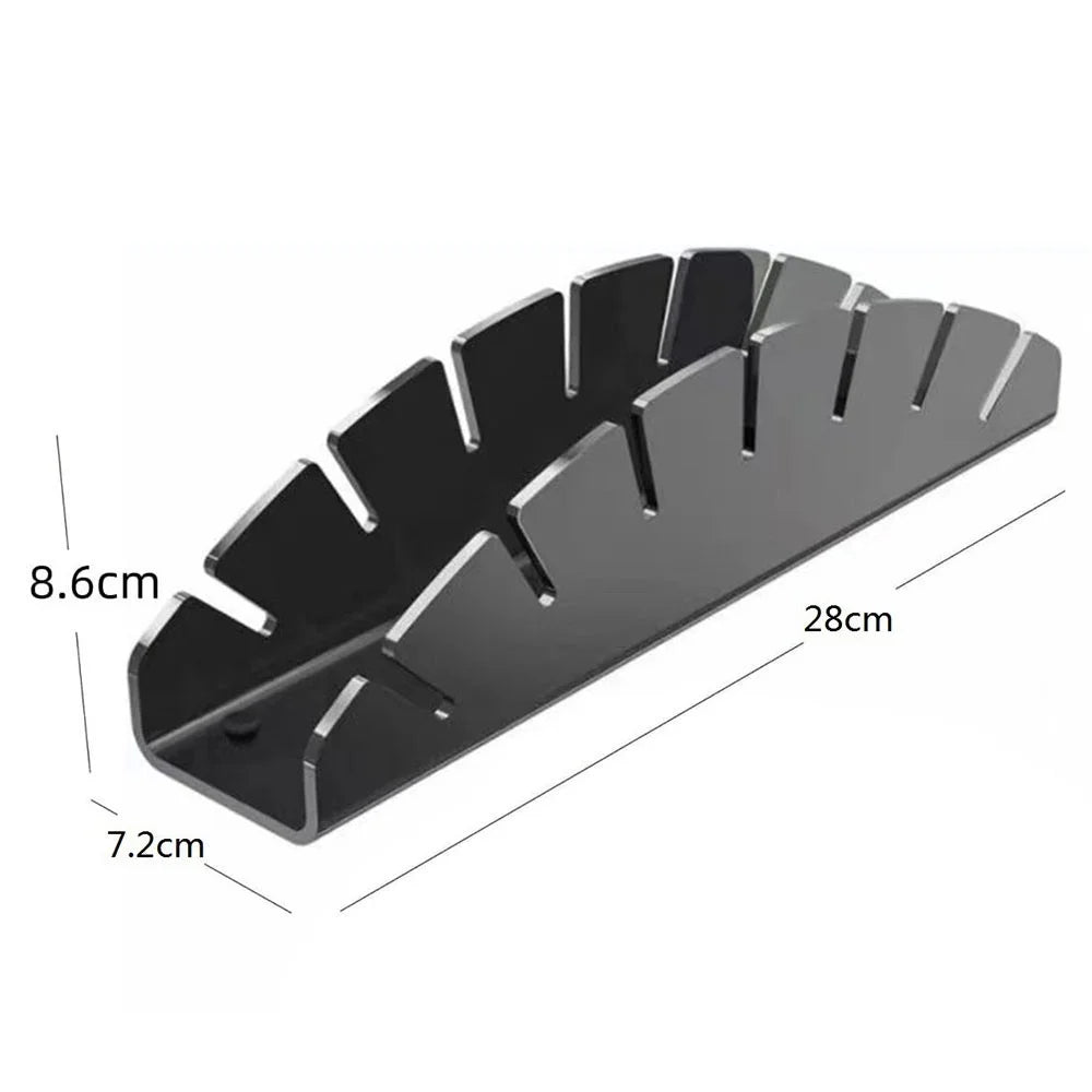 7-Holes Fan Shape Baseball Cap Storage Rack Plastic Hat Holder for Closet Organization - Black - 6