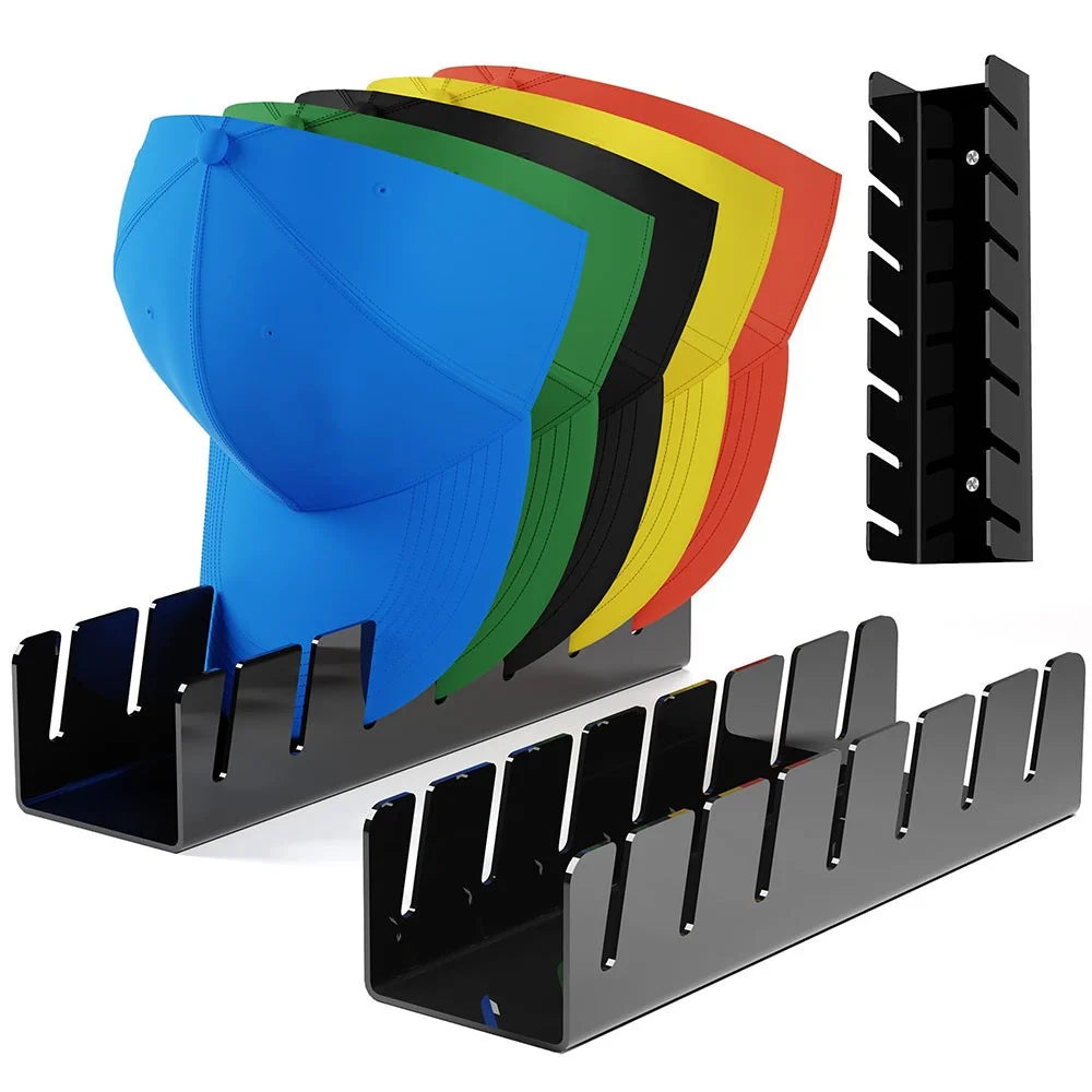 Hat Storage Stand for 7 Baseball Caps Display Rack Bedroom Closet Organizer - Black - 1