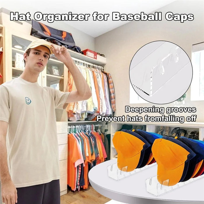 Hat Storage Stand for 7 Baseball Caps Display Rack Bedroom Closet Organizer - Black - 2