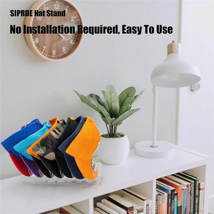 Hat Storage Stand for 7 Baseball Caps Display Rack Bedroom Closet Organizer - Black - 3