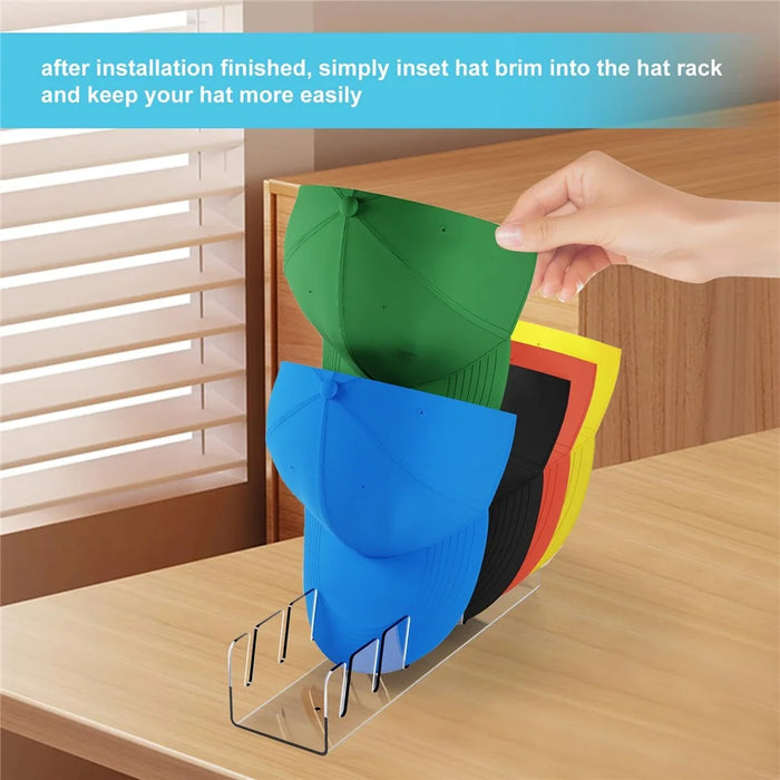 Hat Storage Stand for 7 Baseball Caps Display Rack Bedroom Closet Organizer - Black - 4