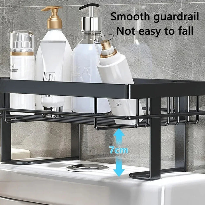 Over-The-Toilet 3 Layer Carbon Steel Storage Rack Shelf for Bathroom Organization - Black - 3