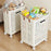 VISUALIZE Hollow Design Foldable Laundry Basket Dirty Clothes Storage Cart with Handles and Wheels, Size M - Cream White - 6