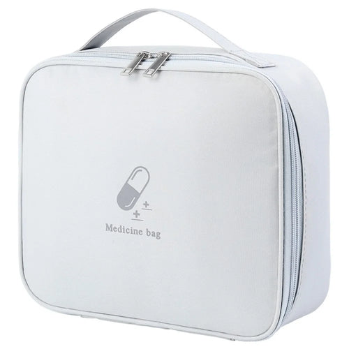 TB-0654 Large Size Travel Emergency Medical Bag Portable Dual Zipper Medicine Storage Handbag - Light Grey - 1