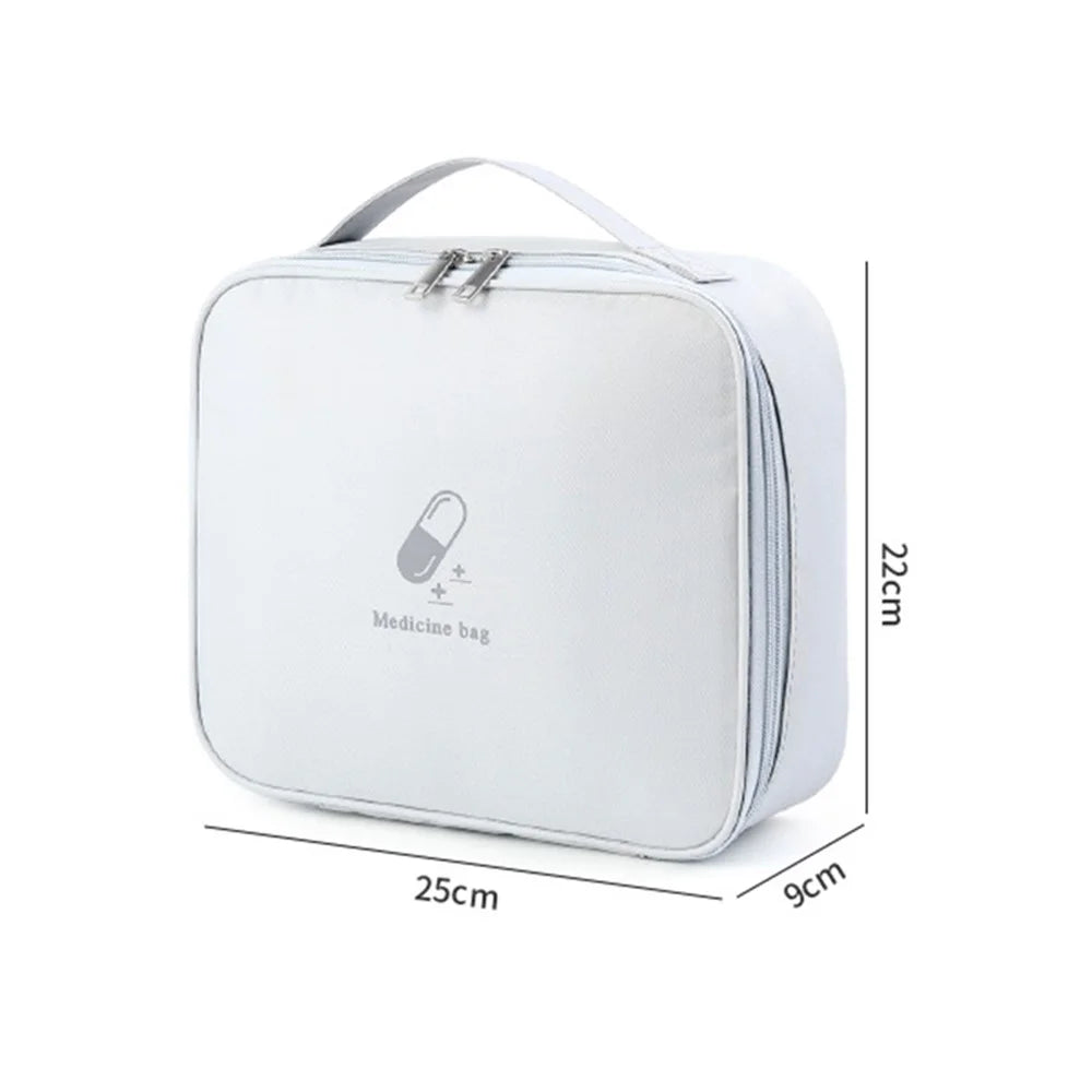 TB-0654 Large Size Travel Emergency Medical Bag Portable Dual Zipper Medicine Storage Handbag - Light Grey - 4
