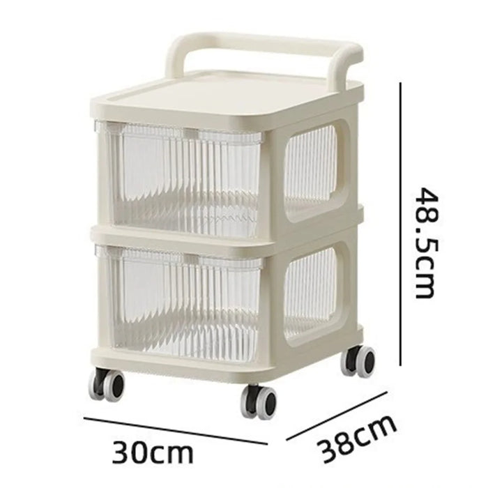 2 Layers Transparent PP Pull Out Drawer Storage Cart Sundries Rack with Wheels - 5