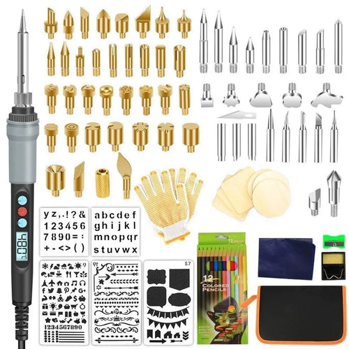 110Pcs / Set 90W Wood Burner Kit LCD Digital Display Welding Electric Iron Soldering Tip - 110V US Plug - 1