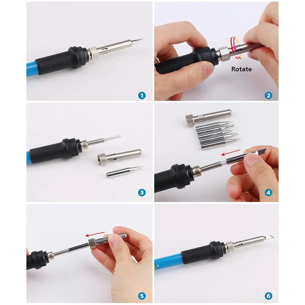 Electric 60W Soldering Iron Multimeter Set Temperature Control Repair Tool - 110V US Plug with Switch - 6