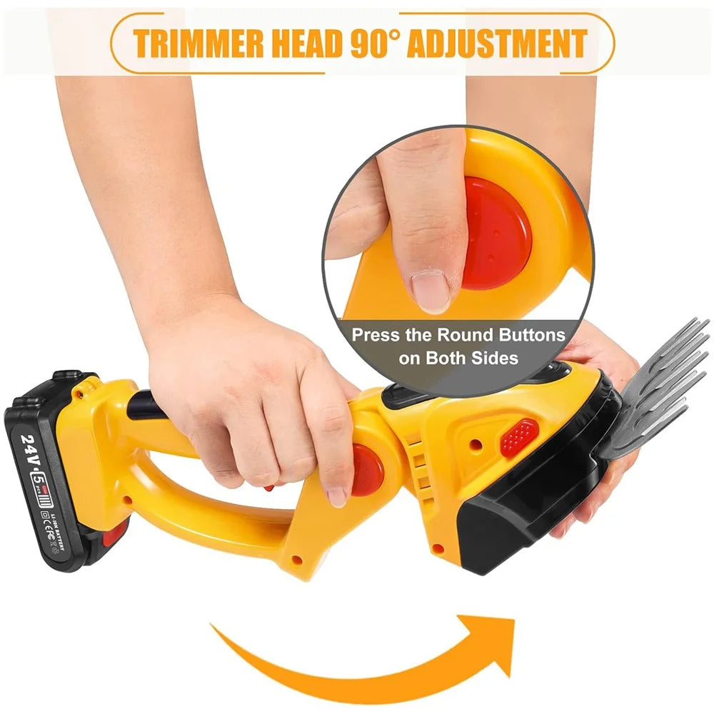 20000RPM 2-in-1 Electric Grass Hedge Trimmer Handheld Garden Pruner Tool, 1 Battery - EU Plug / Yellow - 6