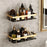 Punch-Free Aluminum Storage Rack Bathroom Organization Shelf, Wide Edge Single Layer Rectangular - Black+Gold - 5