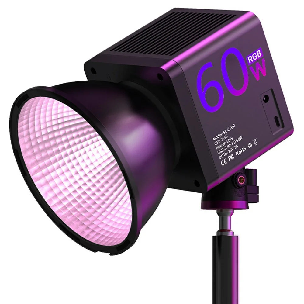C60R Professional 60W Video Photography COB Fill Light RGB Stage Lamp, with 4 Batteries - EU Plug - 1