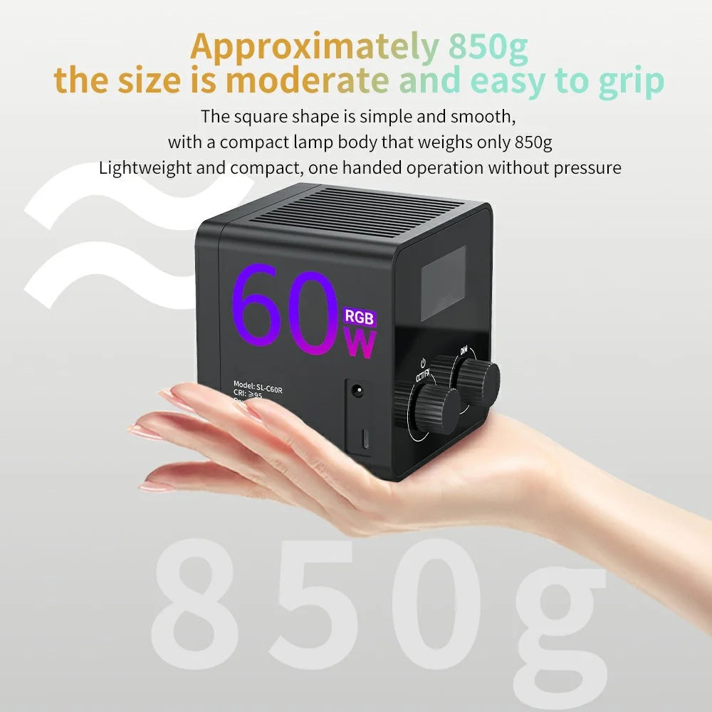 C60R Professional 60W Video Photography COB Fill Light RGB Stage Lamp, with 4 Batteries - EU Plug - 4