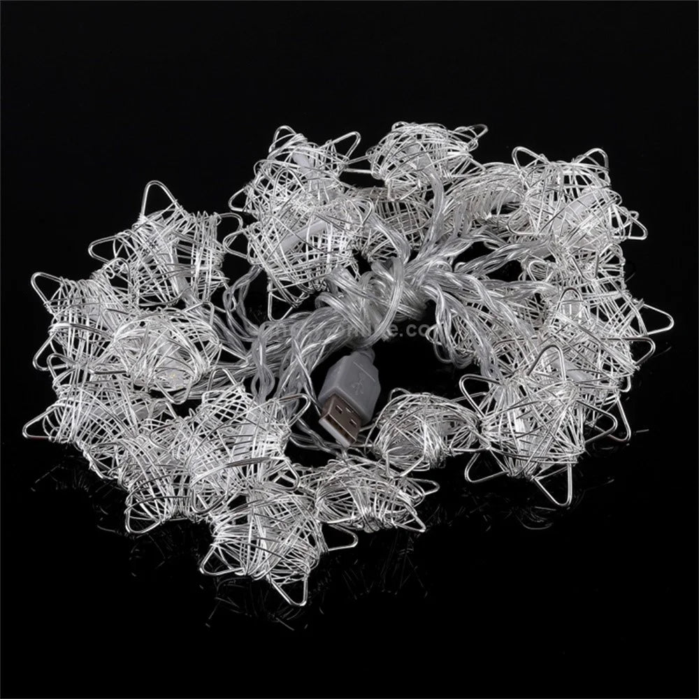 3m 20-LED Star String Lights Christmas Home Decoration Ornament LED Lamp Wedding Decor - 2