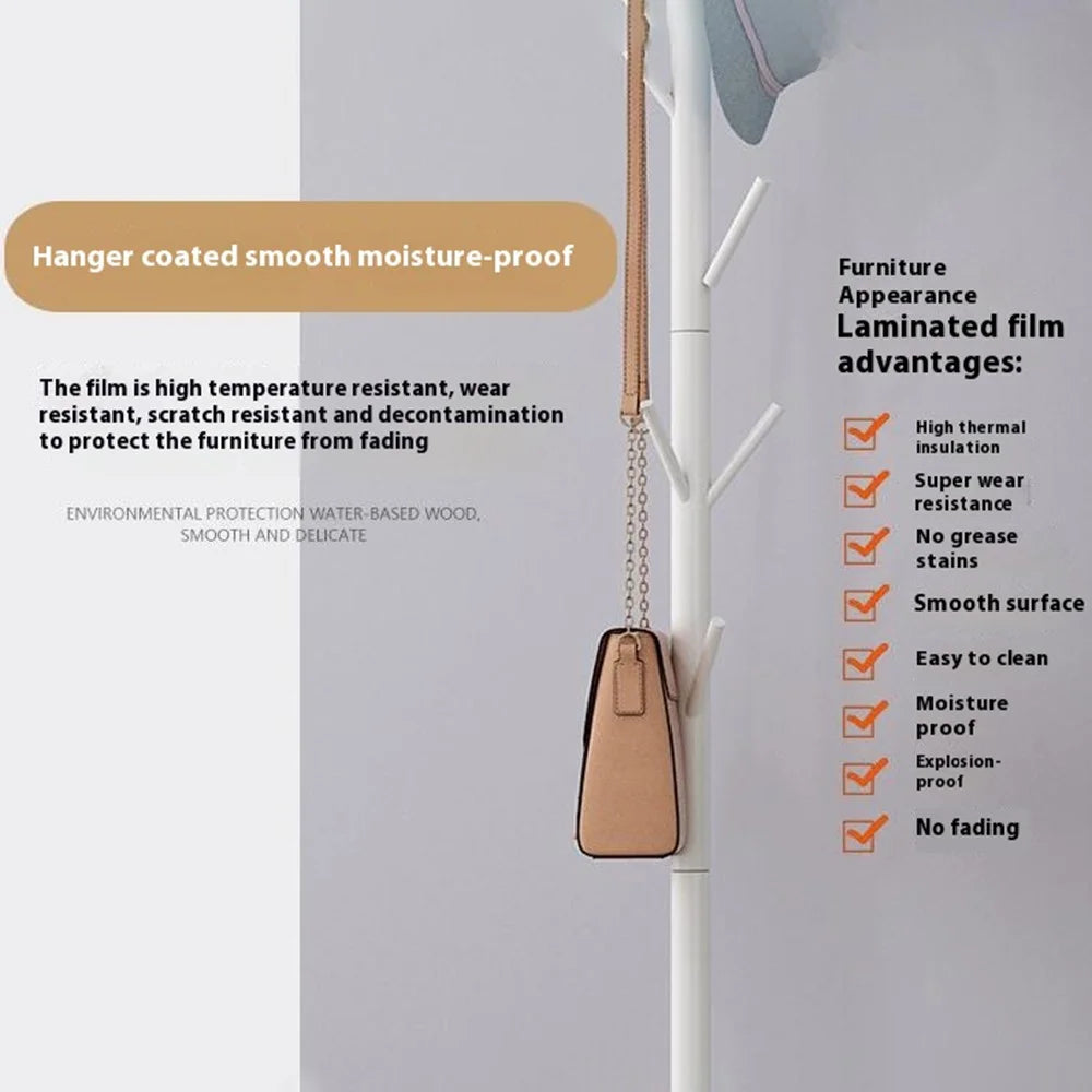 Wooden Coat Rack Freestanding Clothing Hanger Hat Organizer Rack - Cross Base / White - 2
