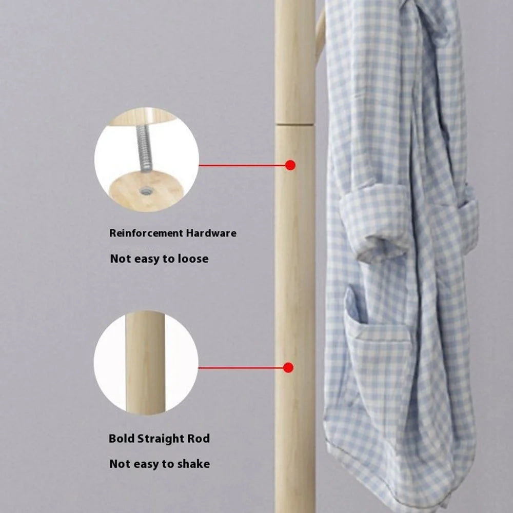 Wooden Coat Rack Freestanding Clothing Hanger Hat Organizer Rack - Cross Base / White - 3