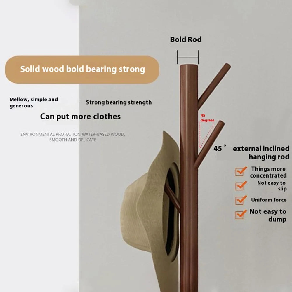 Wooden Coat Rack Freestanding Clothing Hanger Hat Organizer Rack - Cross Base / White - 5