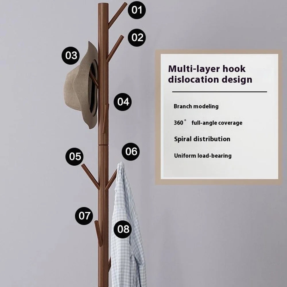 Wooden Coat Rack Freestanding Clothing Hanger Hat Organizer Rack - Cross Base / White - 6